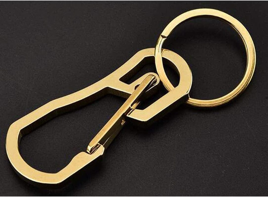 1 Pack Gold Carabiner Clip Retractable Ring Set Titanium Keychain Quick Release Hooks for Men Women