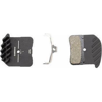 Shimano H03A disc brake pads, alloy backed with cooling fins, resin