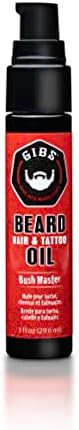 GIBS Beard, Hair & Tattoo Oil - Softens & Strengthens Beard Growth, Moisturizes Skin (4 Scents, 2 Sizes)