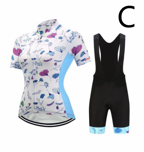 Short-Sleeved Bib Cycling Clothes Suit Bicycle Moisture Wicking Outdoor Clothes - Blue Force Sports