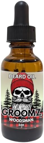 GROOMZ Beard Oil - 1 OZ, All Natural, Made in USA, Promote Beard Hair Growth, Healthy Hair & Skin, Moisturize, Condition, Strengthen Hair, Reduce Dandruff. (Woodsman)