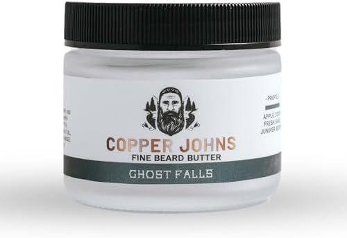 Copper Johns | Beard Butter | Provides Moisture, Softness, Control, & Sheen | Thicker, Healthier, & Fuller-Looking Beard | Shea Butter, Jojoba Oil, & Ionic Inland Sea Minerals | Ghost Falls | 2 oz