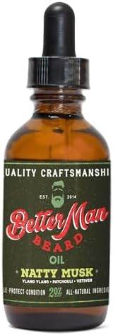 BETTER MAN BEARD Natty Musk Beard Oil - 2 oz All-Natural Leave-in Beard Conditioner with Therapeutic Grade Essential Oils & 100% Natural Formula - Oil-04