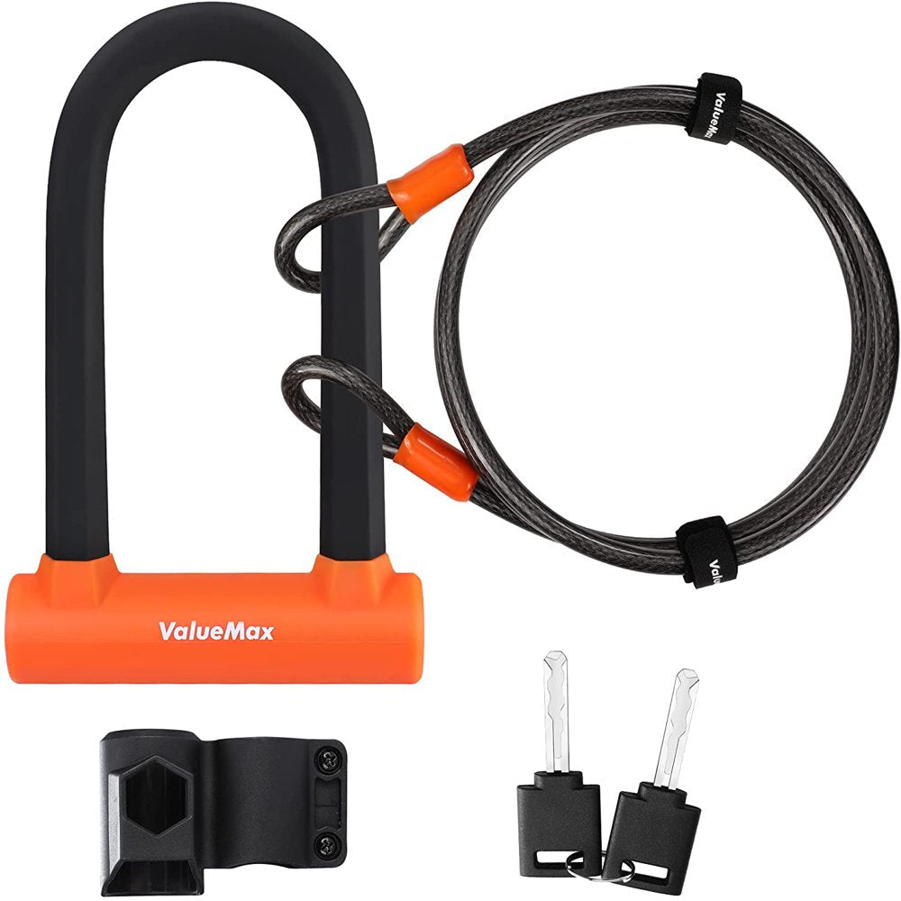 Valuemax Bike U-Lock Combination, Heavy Duty Bicycle U-Lock, 16Mm Shackle and 6FT Security Cable with Sturdy Mounting Bracket and Keys for Bicycle, Scooter, Electric Bike