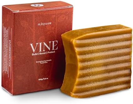 Plantmade Vine, Hair and Beard Strengthening Protein Treatment Bar, Helps Retain Moisture, Plastic Free, Plant Based Natural Ingredients (Vine, 3.5 oz)