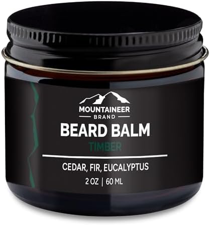 Mountaineer Brand Beard Balm for Men | All Natural Leave-In Conditioner to Moisturize Dry Itchy Skin | Beard Butter Hydrates, Softens and Tames Flyaway Hair | Adds Shine | Timber Scent 2oz