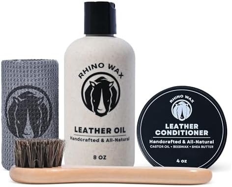 Leather Maintenance Kit (Leather Conditioner + Leather Oil + Brush + Microfiber Cloth) - Moisturizes, Revitalizes, and Protects Leather Boots, Shoes, Bags, Jackets and More - Made in USA