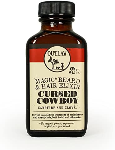 Outlaw Natural Beard Oil - Clove & Campfire Scent - Cursed Cowboy Beard Oil - Warm, Smoldering Scent - Non-comedogenic - 3 oz