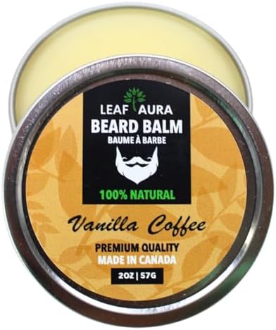 Leaf Aura Beard Balm (Vanilla Coffee)- Premium Quality, 100% Natural & Made In Canada,57G