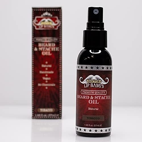 Doctor Lip Bang's Vegan Beard and Stache Oil | Tobacco | Cruelty Free | 100% All Natural | Paraben Free | Made in the United States | Great for Grooming Beards and Mustaches