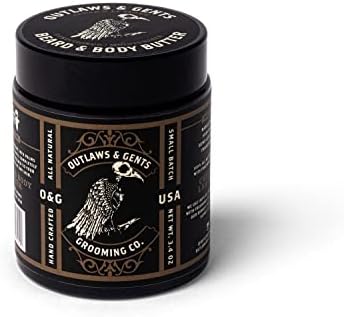 Outlaws and Gents Grooming Co. Beard and Body Butter - Cedar Leather Scented All-Natural Moisturizer for Men - Deeply Moisturizes Beard, Face, and Body