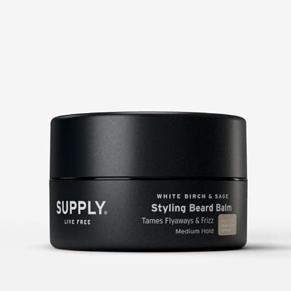 SUPPLY Styling Beard Balm - Styles, Strengthens, and Moisturizes Beard - Prevents Dry Itchy Beard and Split Ends - Natural Beard Balm for a Fuller, Healthier Beard - 3.4oz