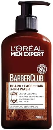 L'Oreal Men Expert Barber Club 3-in-1 Beard, Hair & Face Wash, 200ml