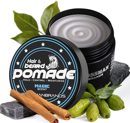 Bossman Hair & Beard Pomade - Moisturizing with Longer Hold and Control - Men's Hair, Beard and Moustache Styling Product - Made in USA (Magic Scent)