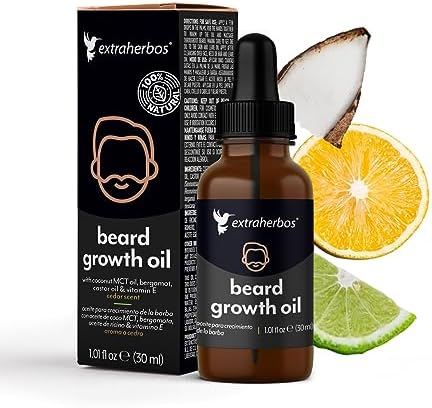 Extraherbos Organic Beard Oil and skin for Extra Growth | 100% Natural Moisturizer for Smoothing, Preventing Itching and Dryness | Cedar Wood Aroma