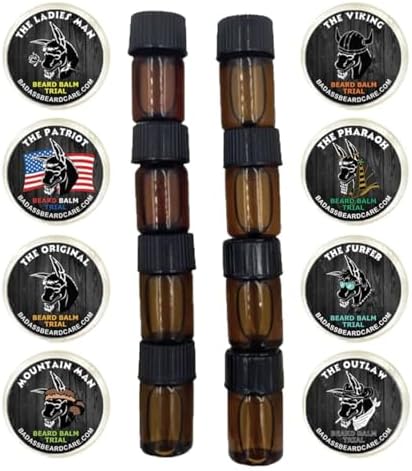 Badass Beard Care Trial Kit For Men - 8 Packs, Trial Sizes of Beard Balm & Beard Oil