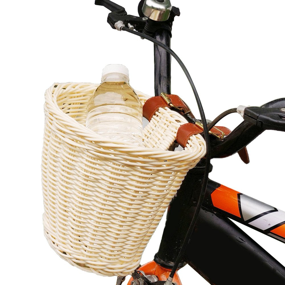 Solid Color Rattan Bicycle Baskets, Firm Artificial Woven Bicycle Bag, Balance Car Scooter Basket Cycling Accessories