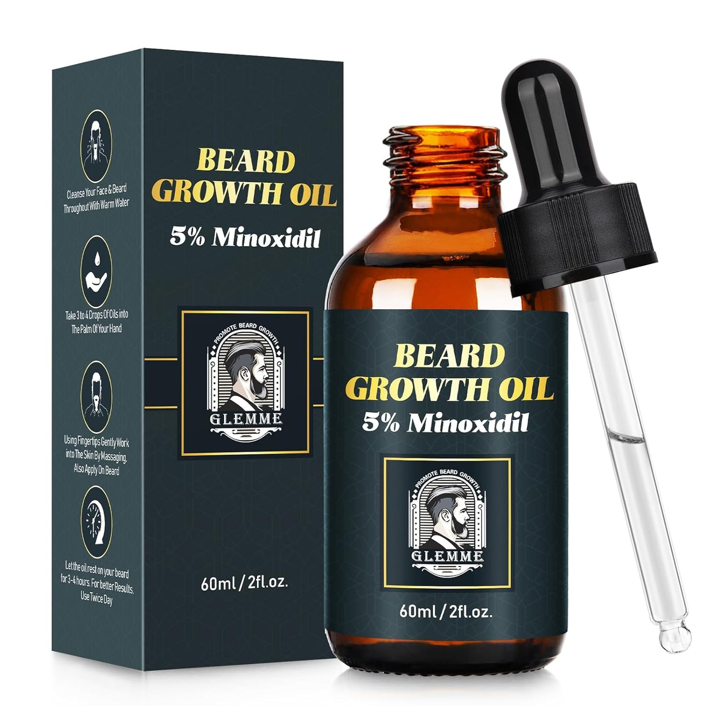 5% Minoxidil Beard Growth Oil for Men Facial Hair Growth (2oz), Biotin Beard Growth Oil for Patchy Beard, Gifts for Men Dad Husband Home Use
