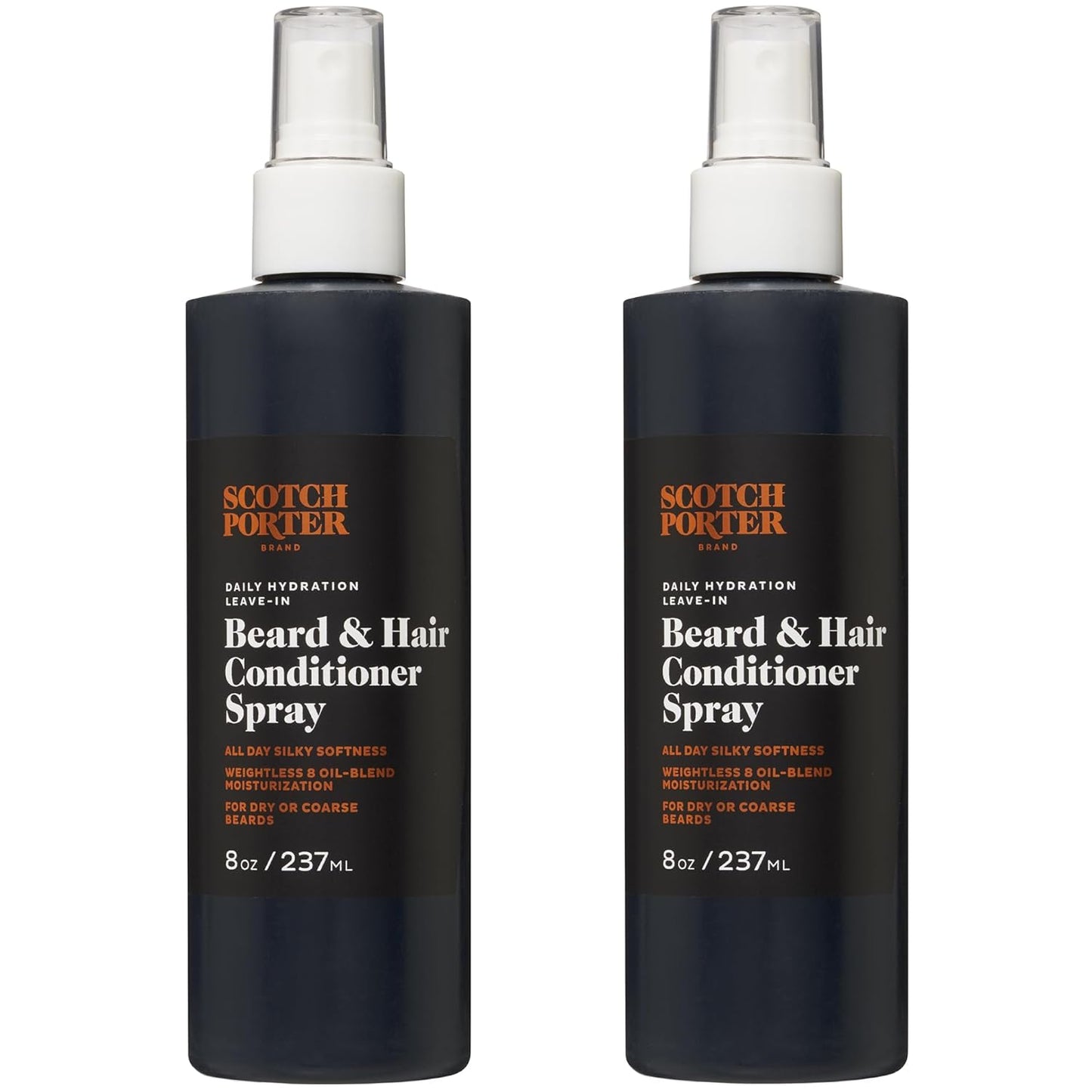 Scotch Porter Leave-in Conditioner Spray for Men | Daily Hydration Leave-In Beard & Hair Conditioner Spray | Non-Toxic Ingredients, Free of Parabens, Sulfates & Silicones |8oz – 2 Pack