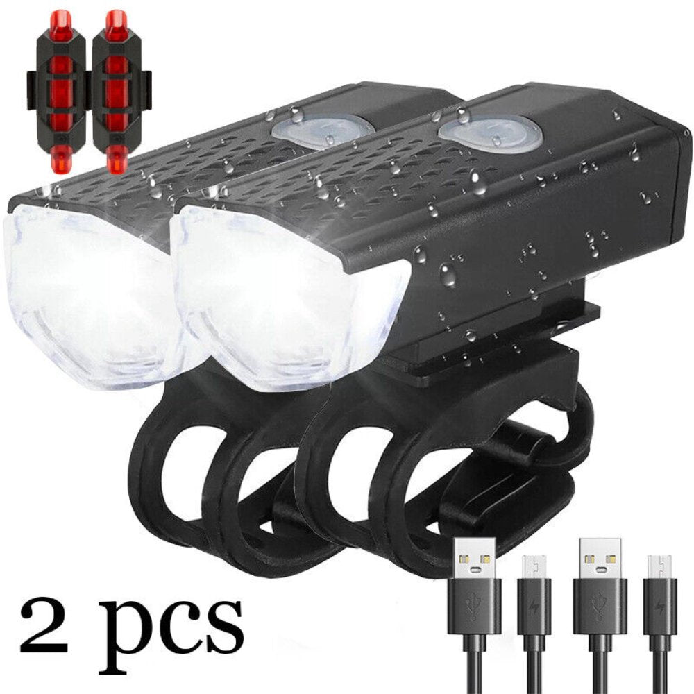 Zengest Bicycle Bike Lights Accessories for Night Riding, 1 Sets 700LM LED USB Rechargeable Waterproof Bicycle Headlight & Tail Light Set