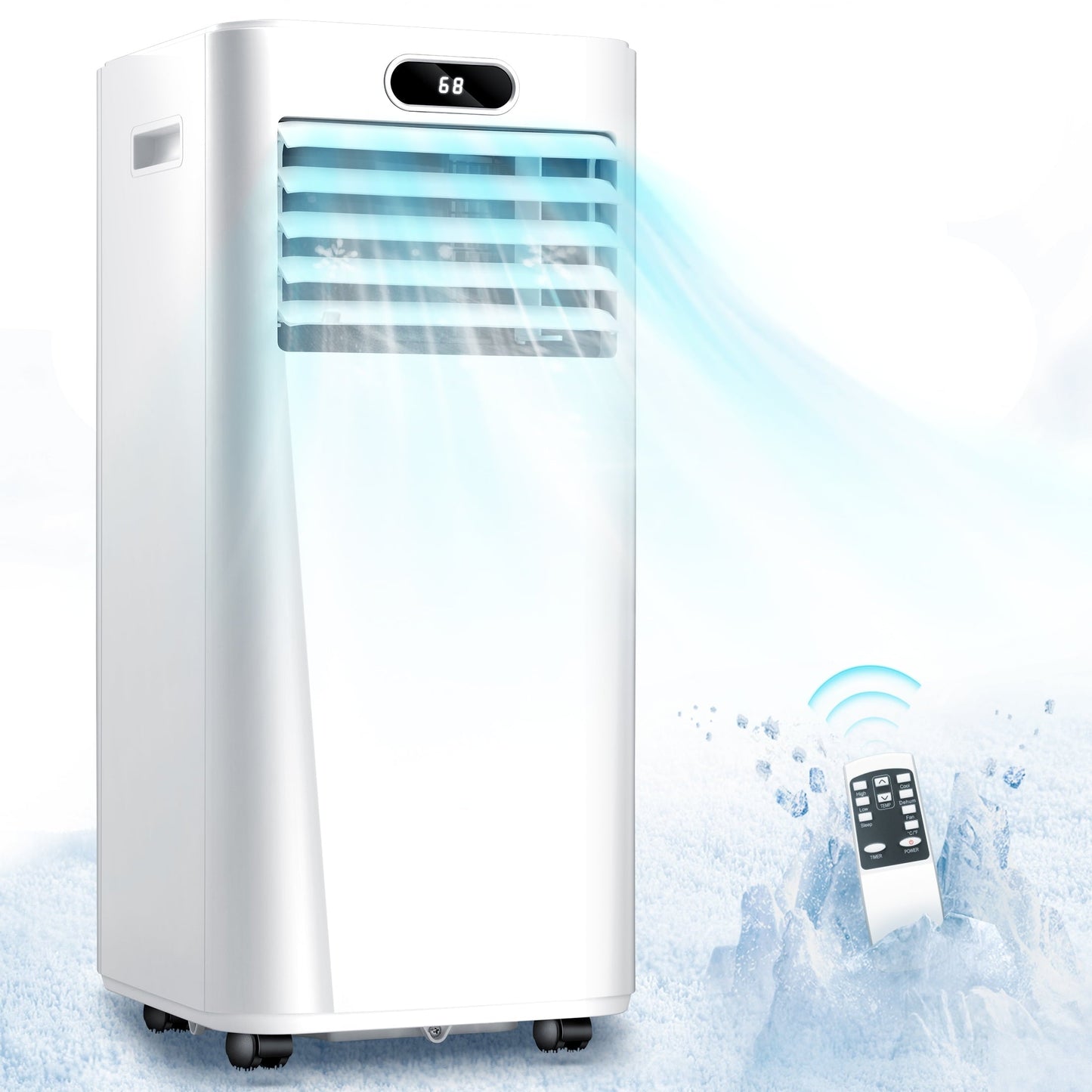 Auseo 6000BTU (10000 BTU ASHARE)Portable Air Conditioners.3-in-1 with Dehumidifier/Fan/Sleep Modes - Ideal for Rooms up to 450 Sq.ft. White