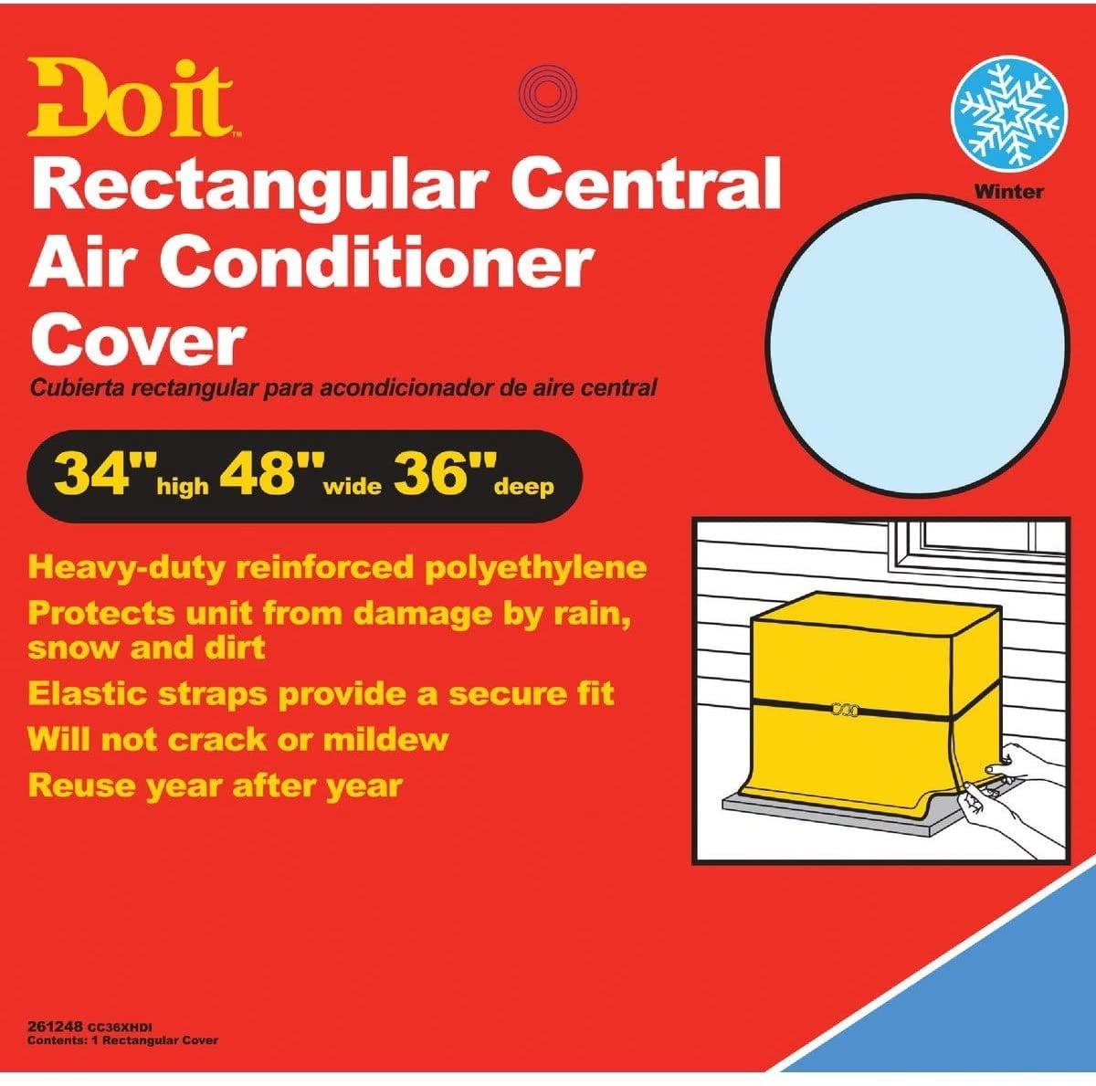 Do it 48 x 34 x 36 Gray Polyethylene 9 mil Rectangular Central Air Conditioner Cover - 1 Each