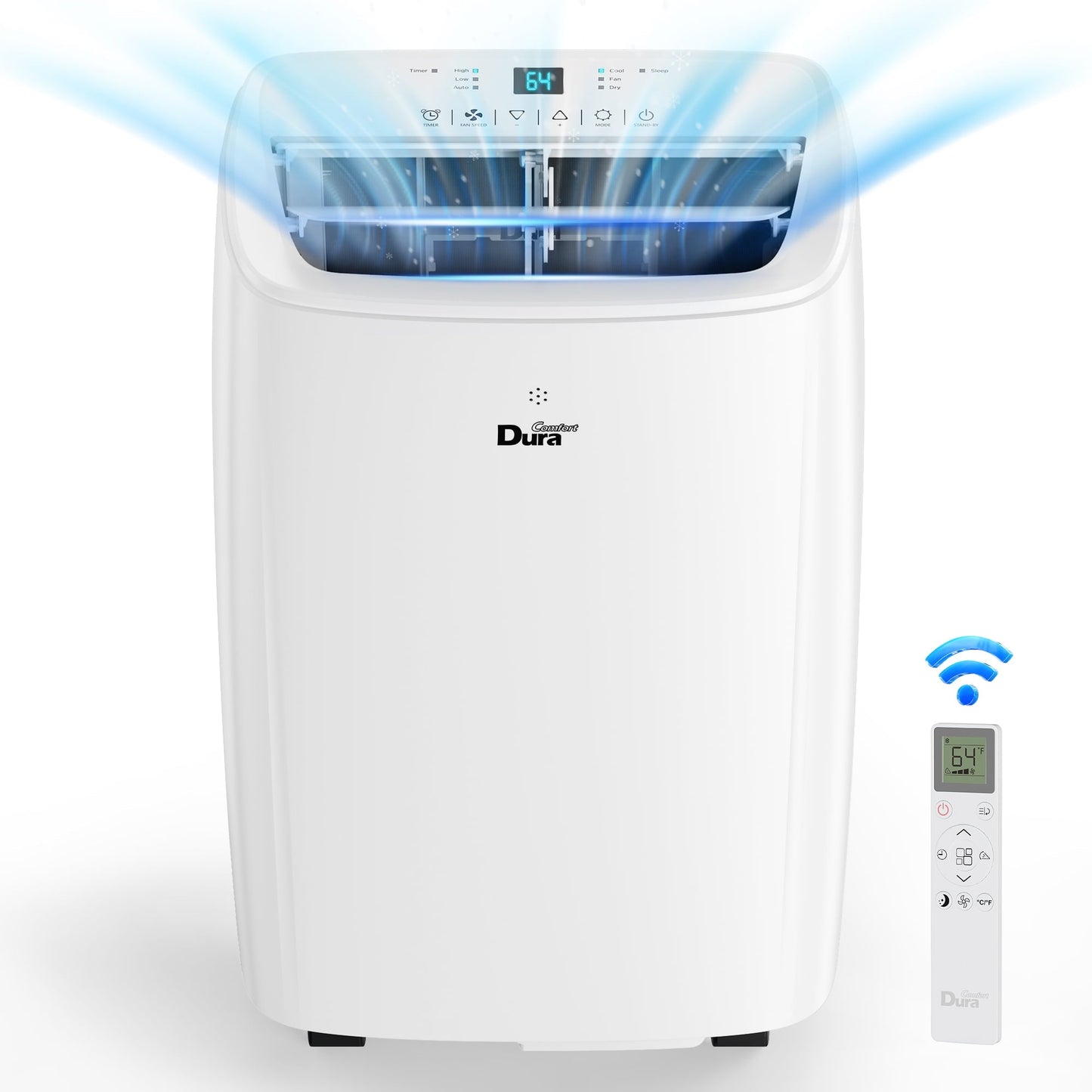 DuraComfort Portable AC Unit 5300BTU (8000 BTU ASHRAE) for Room. Cools up to 150 Sq. Ft. with Remote Control