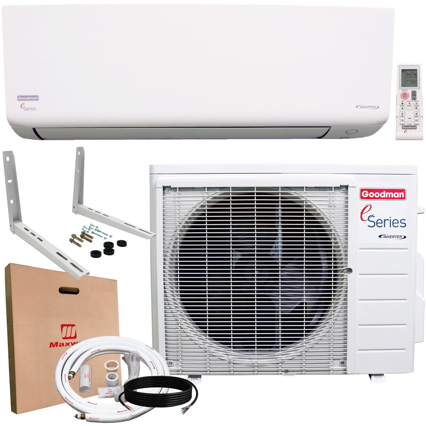 Goodman 18.000 BTU 18 SEER2 Ductless Mini-Split Inverter Heat Pump Air Conditioner 1000 sq. ft.