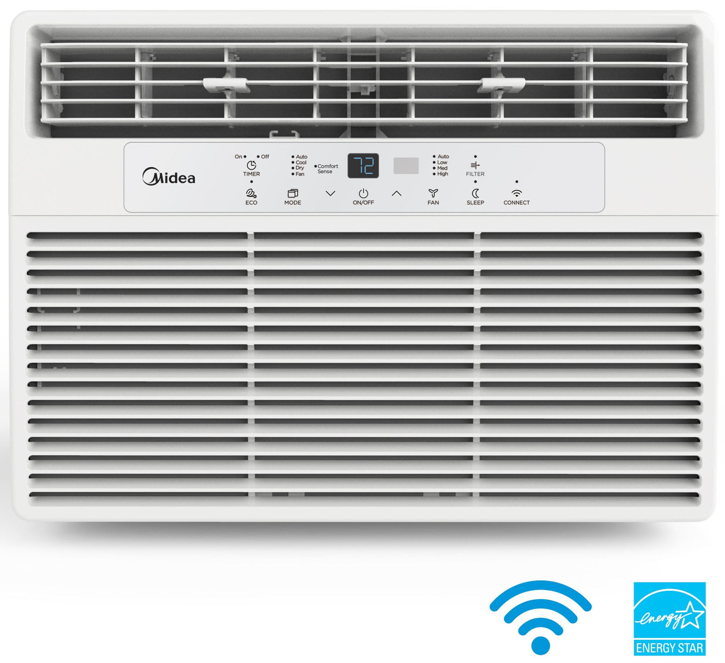 Midea 10.000 BTU 115V Smart Window AC with Comfort Sense Remote. White. MAW10S1WWT