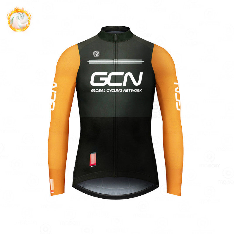 GCN Fleece Long Sleeve Cycling Jersey Cycling Jersey Running Winter New Series - Blue Force Sports