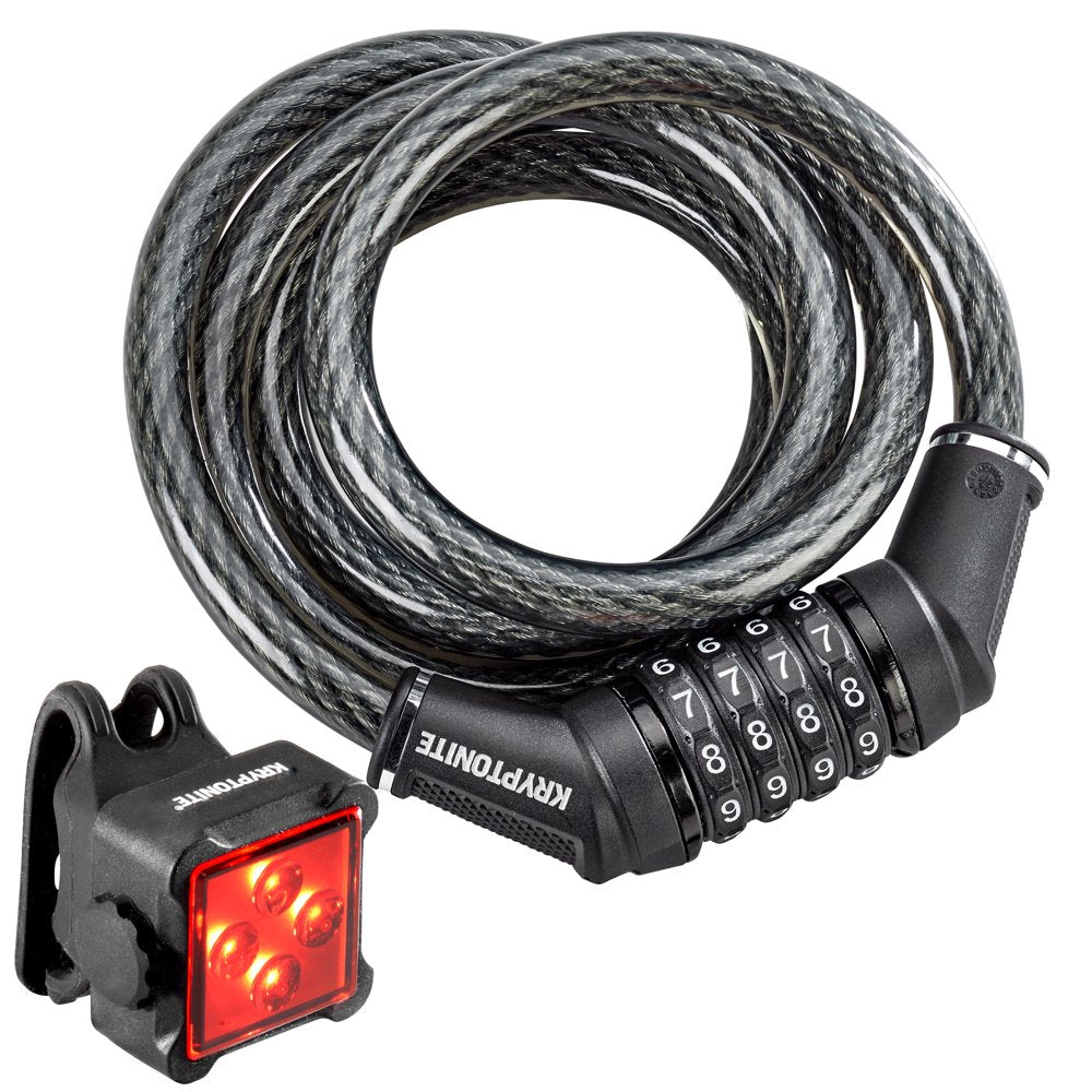 Kryptonite 12Mm Combo Cable Bike Lock + Bonus Rear LED Bike Light