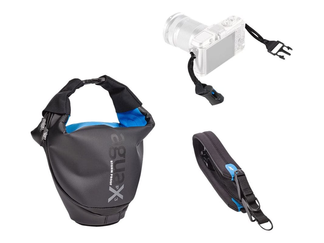 Miggo Agua - for Mirrorless (CSC) - Shoulder Bag for Camera with Zoom Lens - Neoprene, Lycra, Tarpaulin - Black/Blue