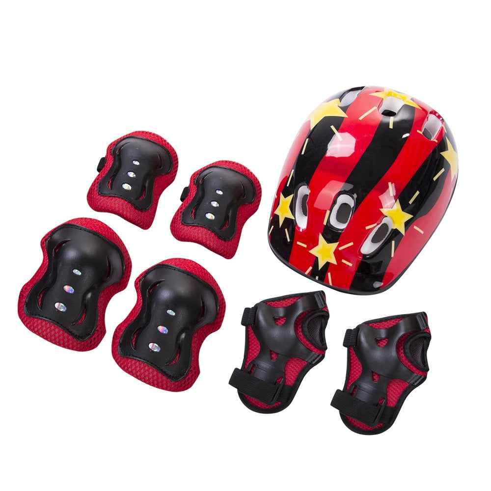 SAYOO 7PCS Toddler Girls Boys Protect Helmet Knee Elbow Wrist Pad Sets for Cycling Skate Bike