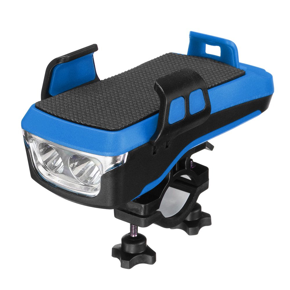 4 in 1 Bicycle Light Rechargeable Phone Holder Bike Horn Bell W/ 4000Mah Battery