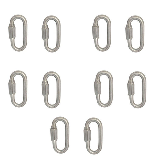 10 Pc 3/8'' Stainless Steel Quick Link 1,600 Lbs Cap WLL Boat Marine SS316 Locking Carabiners Quickdraws