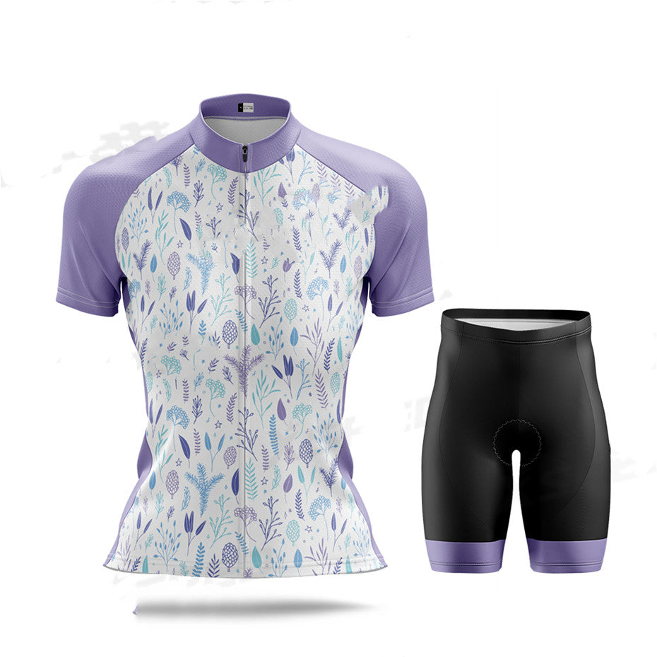 Fashion Ladies Cycling Jersey Women's Sweatshirt Suit Short Sleeve - Blue Force Sports