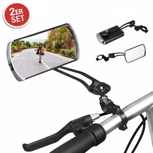 Rear View Bike Mirror 360° Super Clear Blast-Resistant Lightweight Wide Angle Fully Adjustable Cycle Mirror,Handlebar Bike Mirror for E-Bike Mountain Bike (1 Pair,Black)