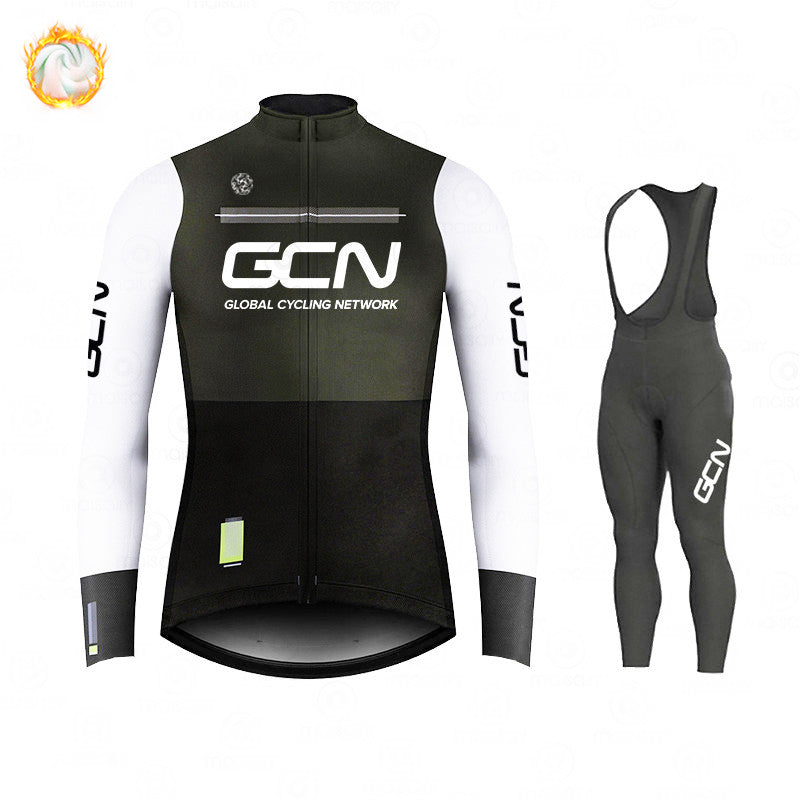 GCN Fleece Long Sleeve Cycling Jersey Cycling Jersey Running Winter New Series - Blue Force Sports