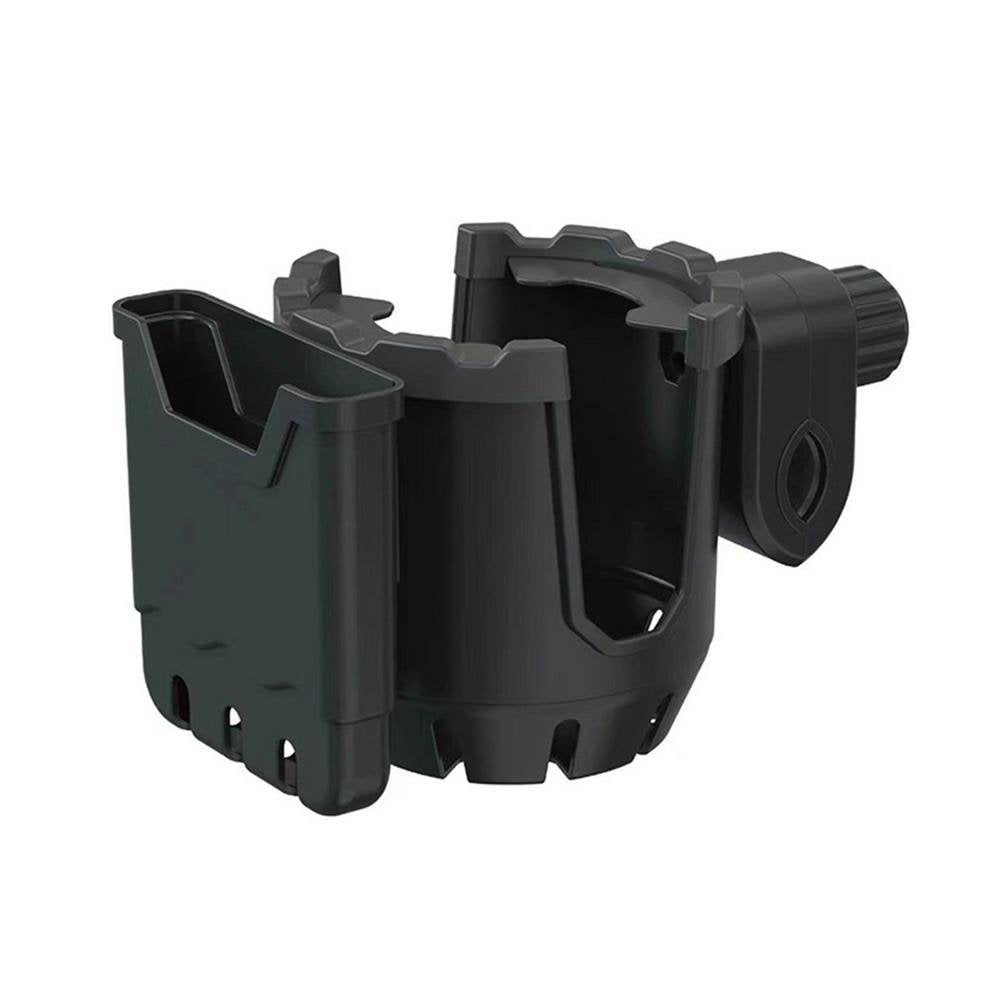 Ksruee Stroller Cup Holder with Phone Holder Universal Smooth Cup Holder Black Avoid Scratches Cup Organizer for Stroller Bike Wheelchair Walker Usefulness