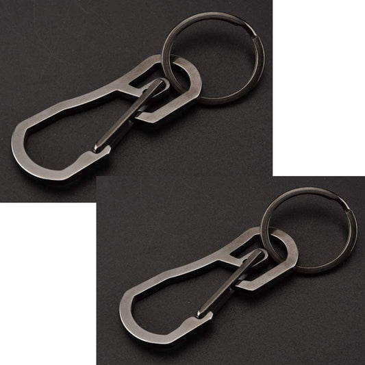 2 Pack Black Carabiner Clip Retractable Ring Set Titanium Keychain Quick Release Hooks for Men Women