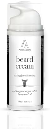 AIJAZ ASLAM Beard Cream – 100ml (3.39 Oz) – Strengthens Beard Hair Growth – Moisturizes Underneath Skin & Beard – Helps to Control Dandruff - Minimizes Breakage for Longer Beard - Prevents Flakiness
