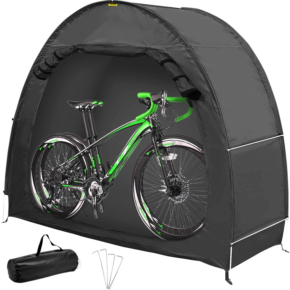 VEVOR Bike Cover Storage Tent, Outdoor Waterproof Portable for 2 Bikes, 210D Oxford Fabric Anti-Dust Bicycle Storage Shed, Heavy Duty for Bikes, Lawn Mower, and Garden Tools, W/ Carry Bag, Black