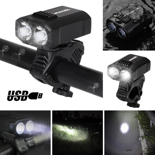 TSV USB Rechargeable Bike Light Set, Super Bright 1200 Lumen Aluminum Alloy Waterproof Bike Front Light, Easy to Mount Headlight with Quick Release System, 5 Light Modes