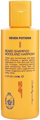 SEVEN POTIONS Beard Shampoo for Men — Gentle, Cleansing Beard Wash for a Clean Beard with No Beard Itch — Natural, Vegan, Cruelty Free — (Woodland Harmony, 3.4 Fl Oz)