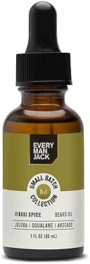 Every Man Jack Small Batch Beard Oil - Hinoki Spice Fragrance - Deeply Moisturizes and Softens Your Beard and Adds a Natural Shine - Naturally Derived with Shea Butter- 1.0-ounce