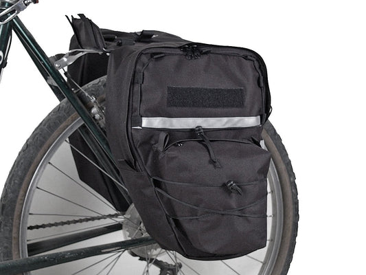 Bushwhacker Cimmaron Black - Bicycle Pannier W/ Reflective Trim Cycling Rack Bag Bike Rear Pack Frame Accessories Grocery