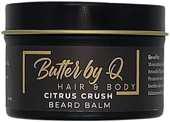 Butter By Q- Citrus Crush Beard Balm — The Best All-Natural Beard Balm Designed to Promote Beard Growth, Prevent Itch and Beardruff, & Create a Healthier, Fuller Beard.