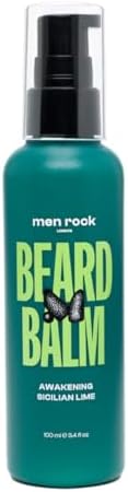 Men Rock Awakening Beard Balm, Leave in Conditioner and Softner, Deeply Conditions Beard Hairs Whilst Hydrating the Skin Underneath, Sicilian Lime and Caffeine Fragrance 100 ml