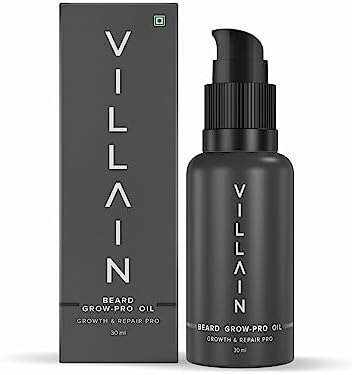 Villain Beard Grow-Pro Oil - 30 ml | For faster beard growth and thicker beard | Non Sticky| Best Beard Oil | Nourishes & Strengthens Uneven Patchy Beard