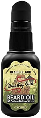 BEARD OF GOD - Woodsy Oud, 1oz Nourishing Beard Oil - Natural, Organic & Handcrafted in USA